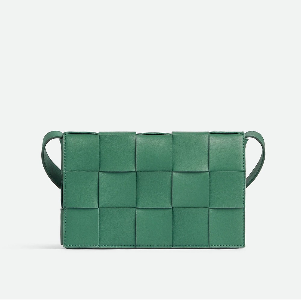 NEW Bottega Veneta Cassette‎ Bag in Mermaid/Gold Leather Crossbody